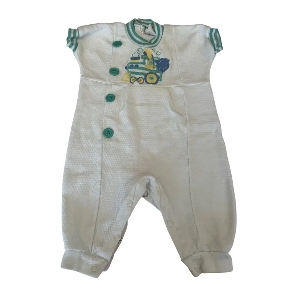 Vintage Baby Boy Clothes Lot 3-9M 90s Buster Brown Miniwear Train Plane 4pc